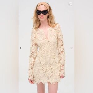 For Love and Lemons - Coco Lace Long Sleeve Mini Dress - Medium